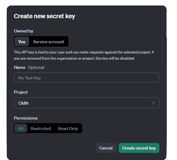create secret key project