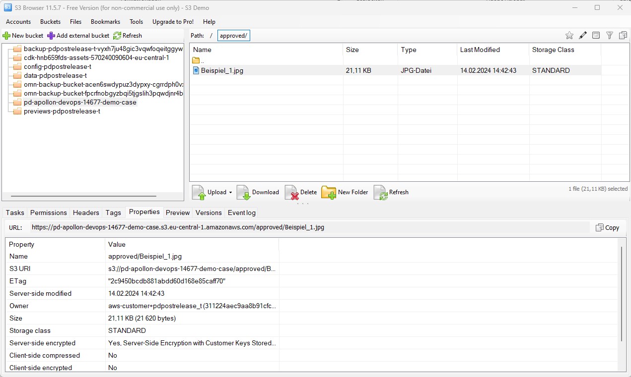Zugriff auf S3 Bucket via S3 Browser