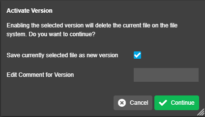 versioning activateVersion