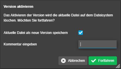 versioning activateVersion de