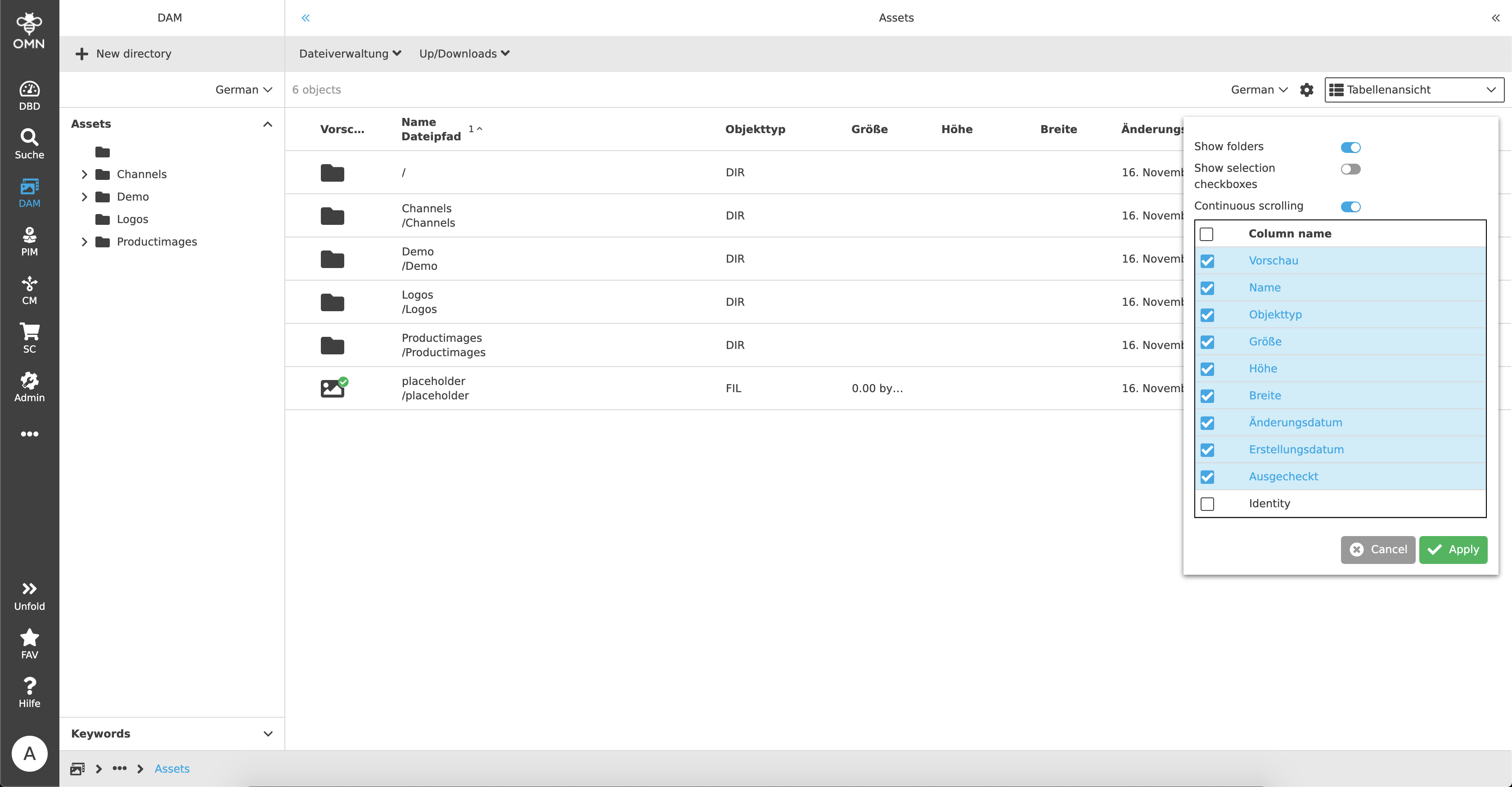 Continuous scrolling