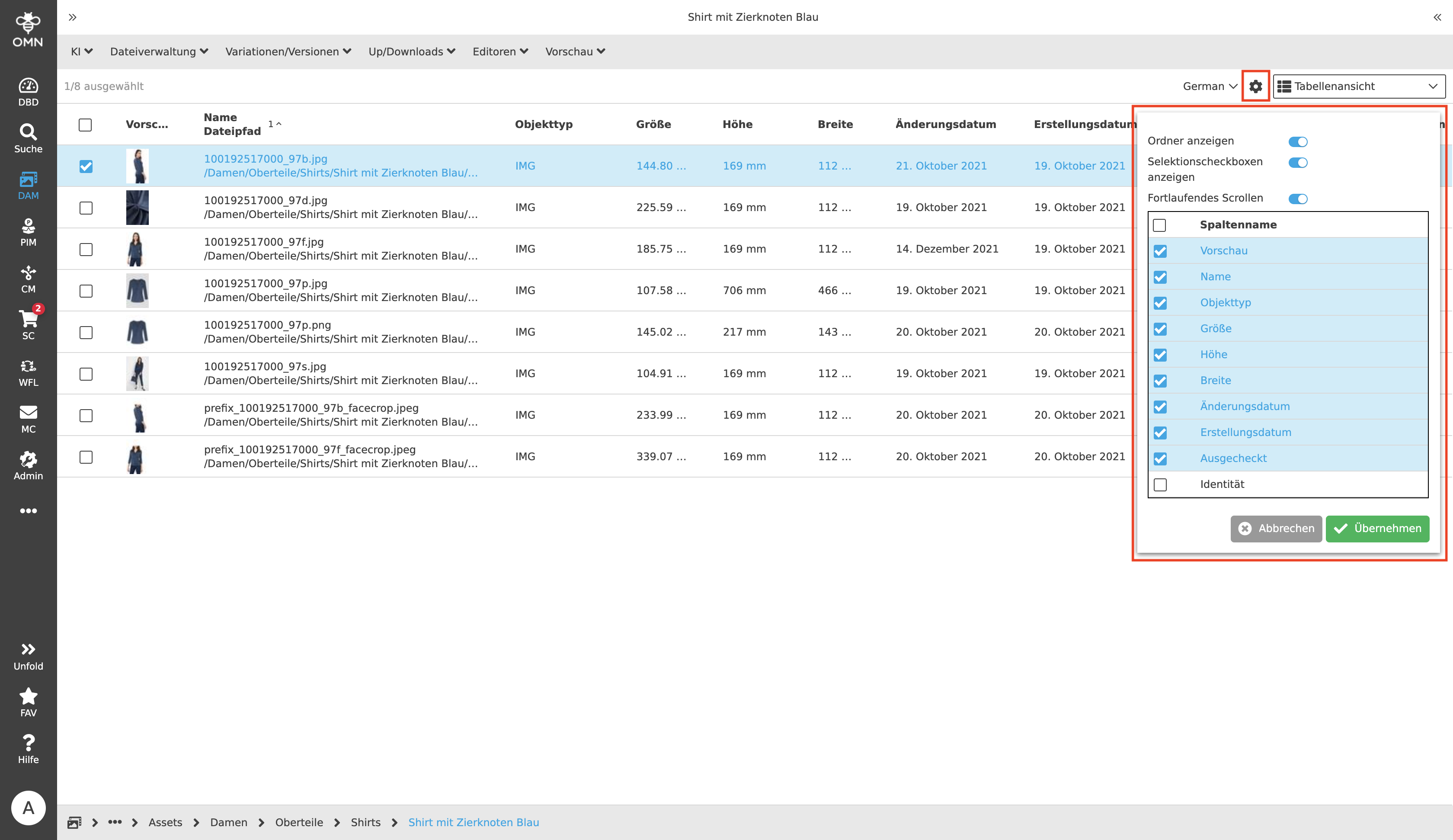 DAM TableView Settings 01b