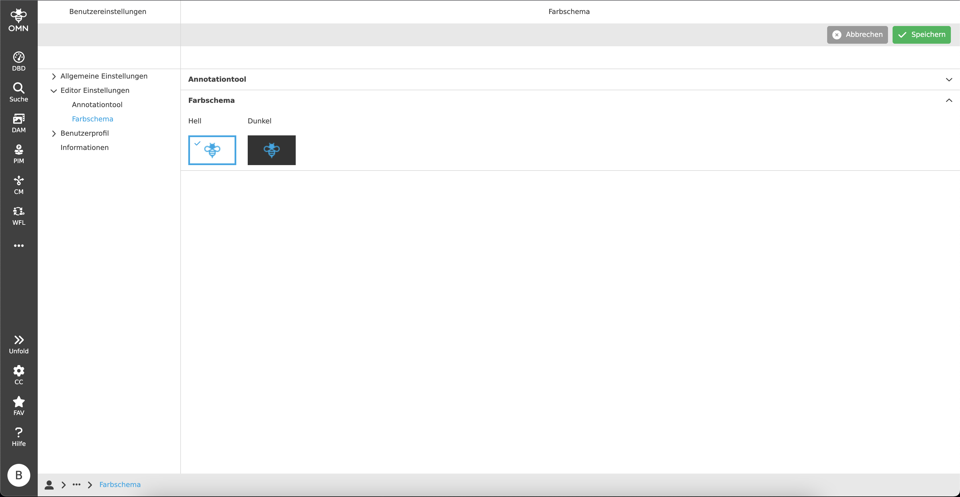 Editor settings Color theme