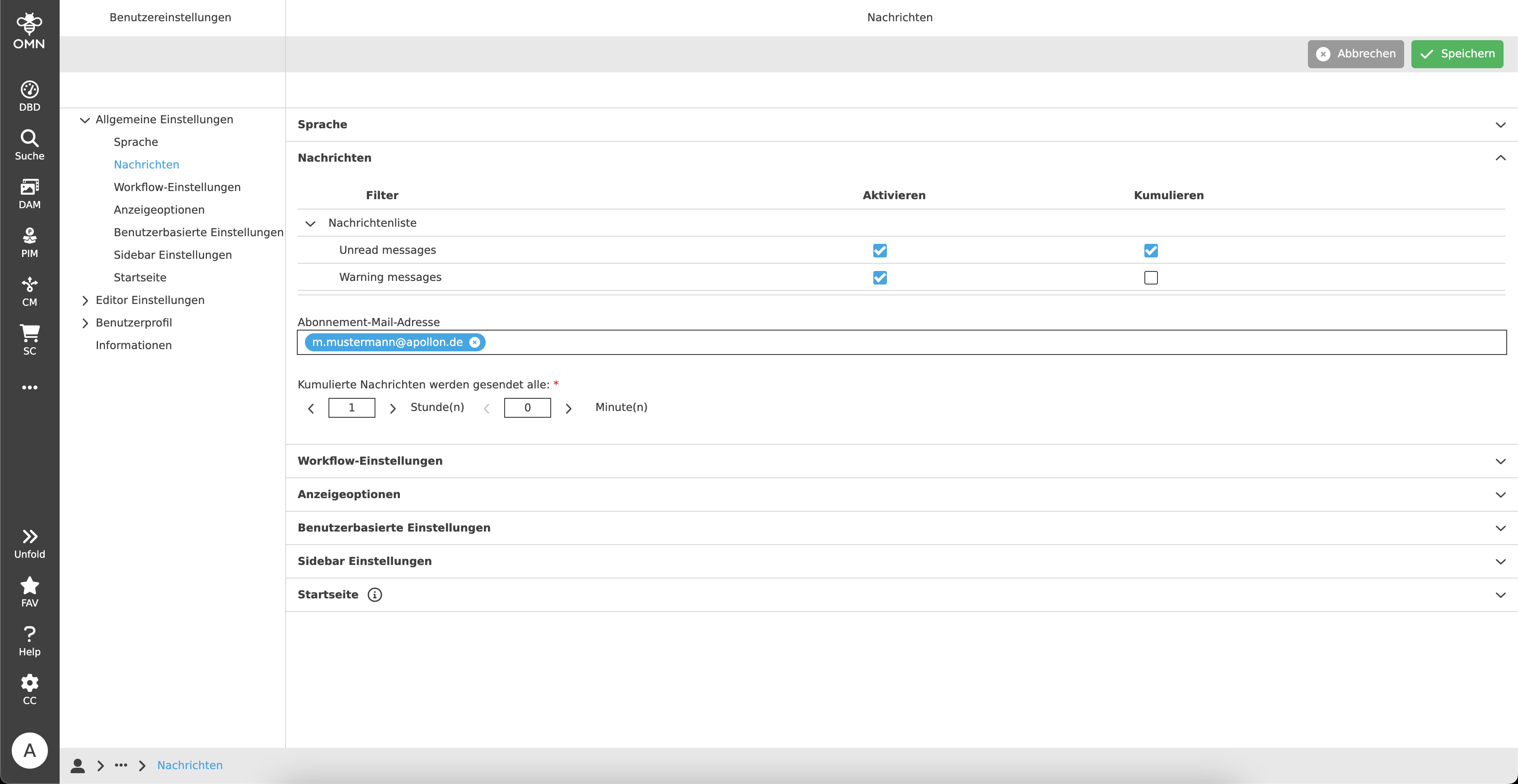 Message Client Einstellungen