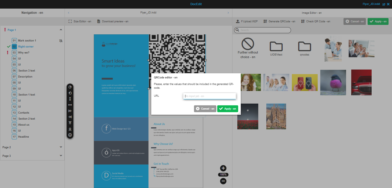 DocEdit QRCode creation modal
