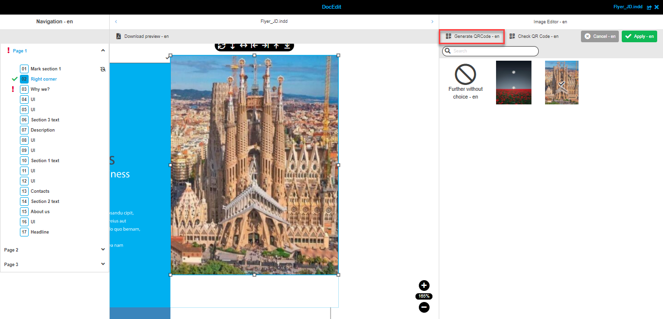 DocEdit generate qrcode button