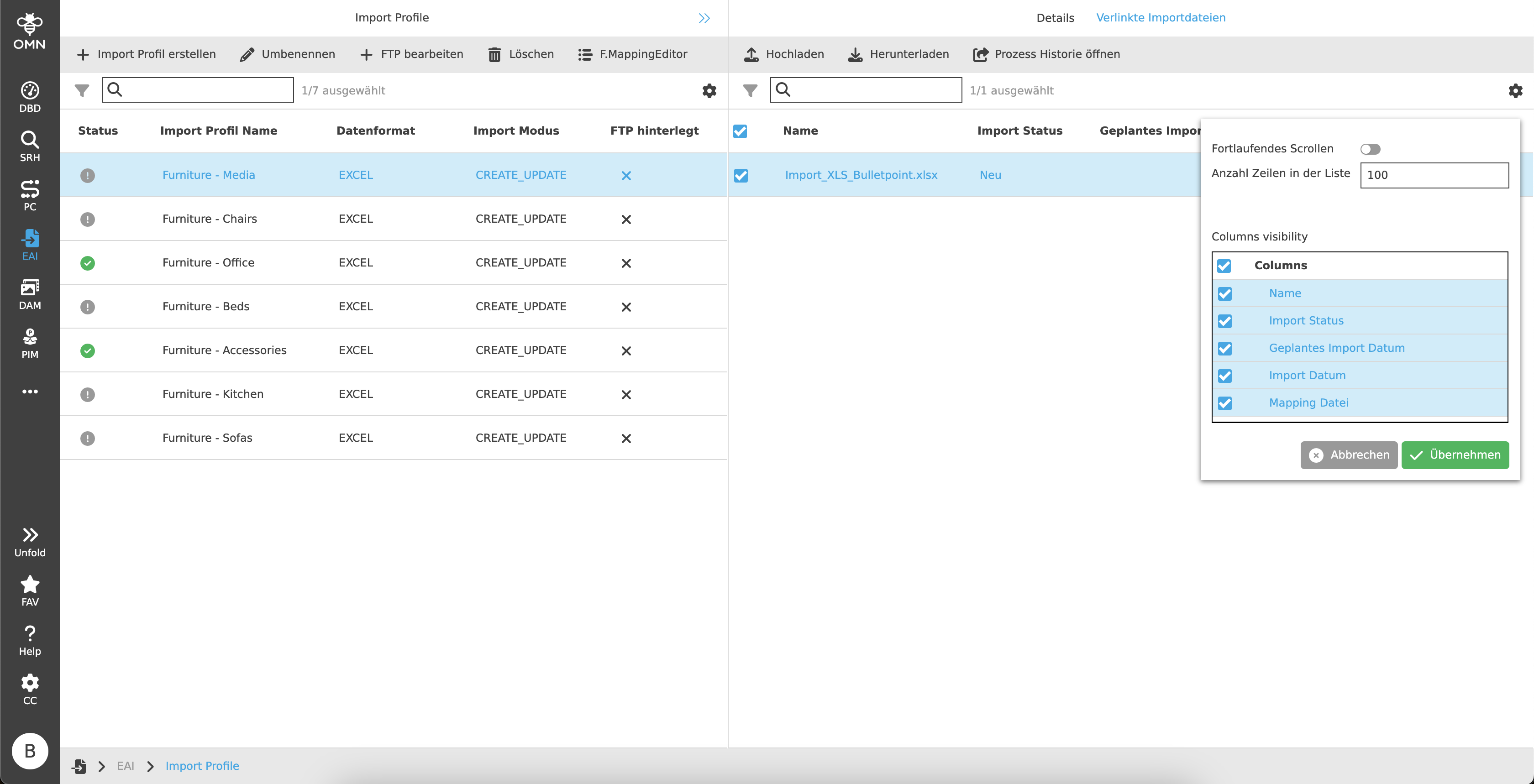 linked files status settings