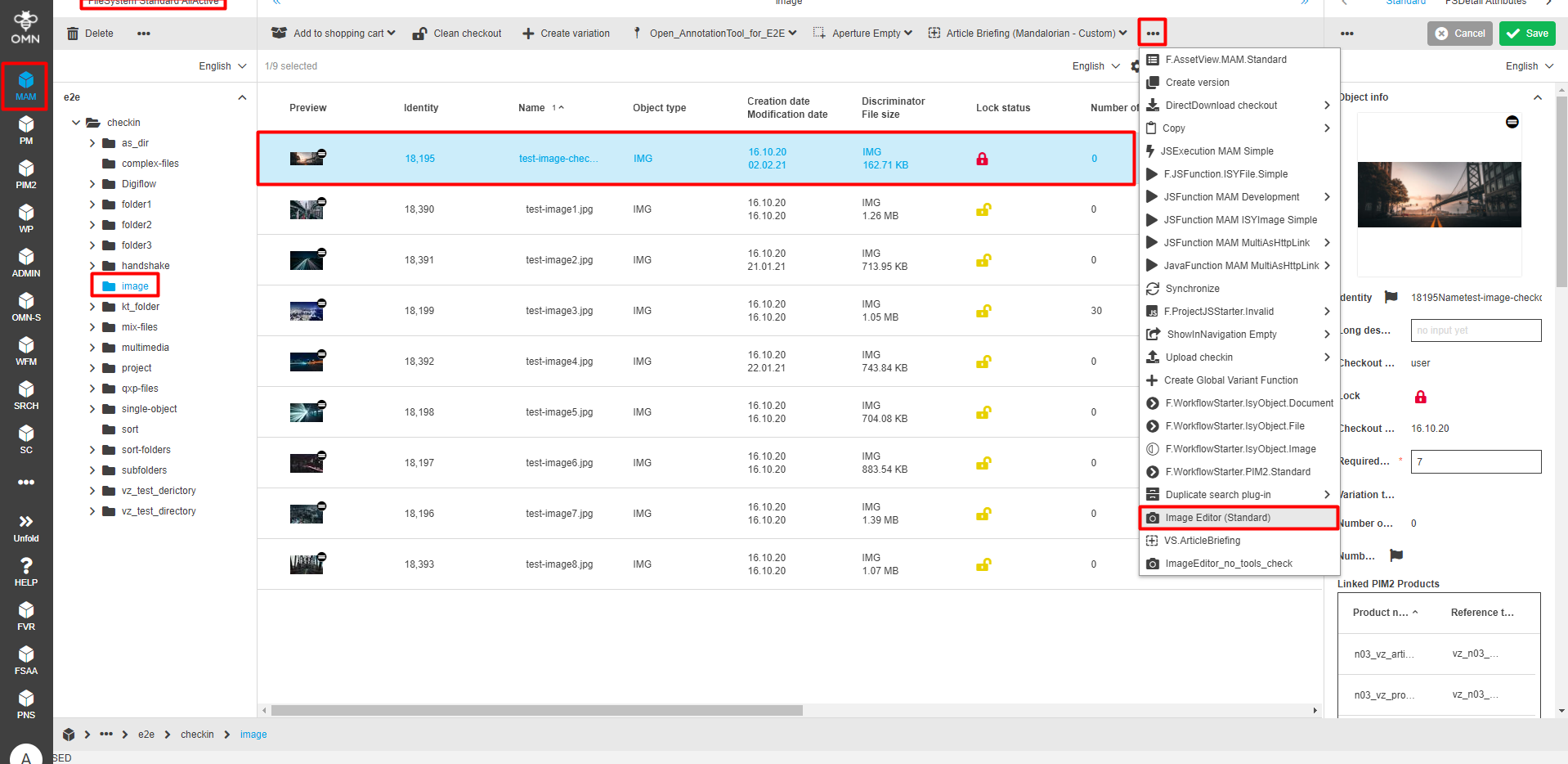 Opening of image editor from FSNavigation