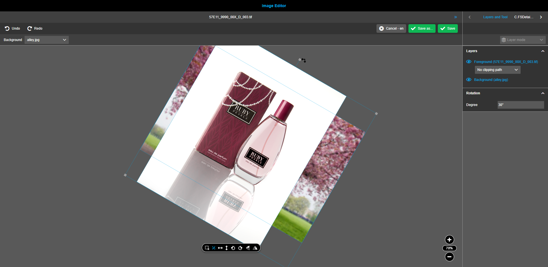 Image editor rotation