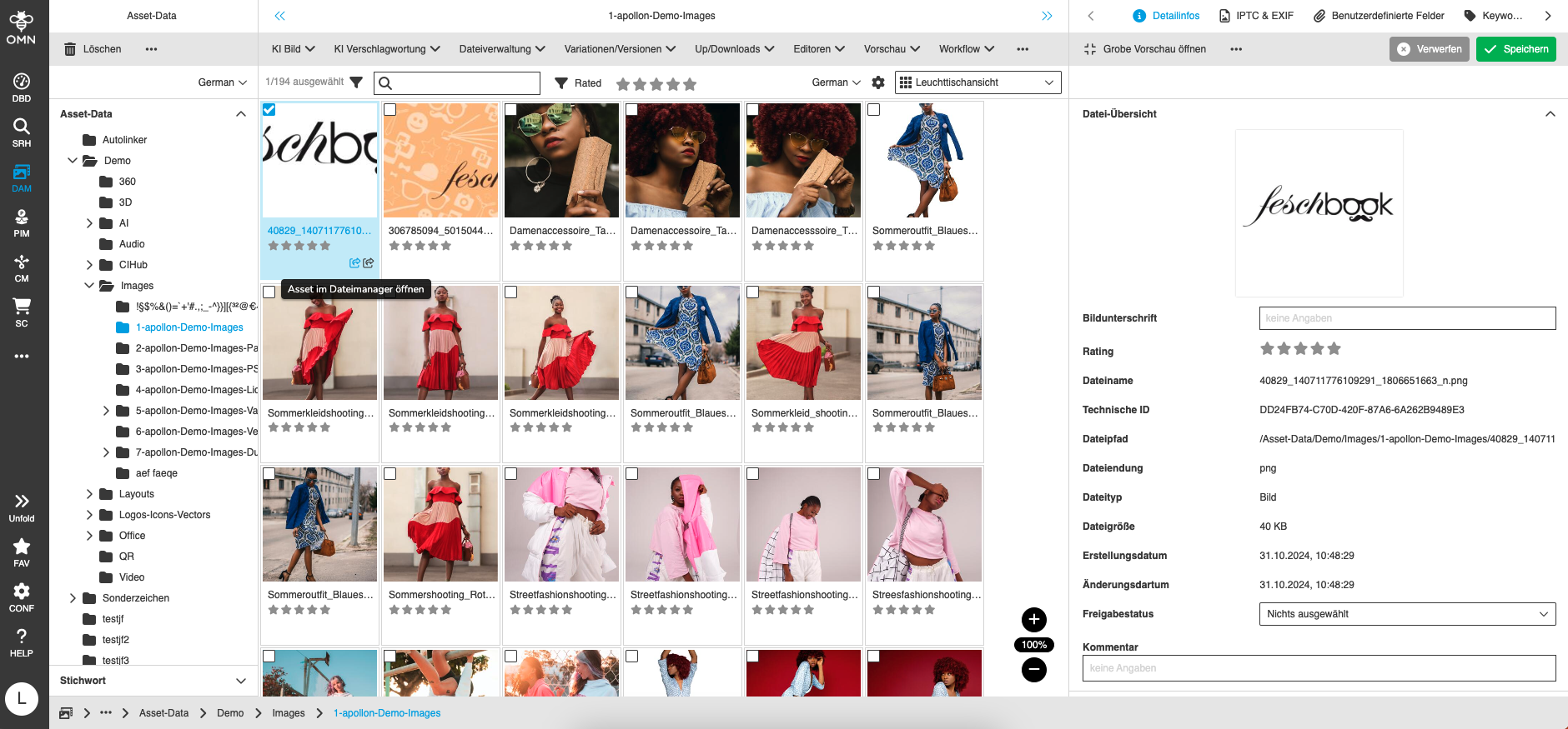 open in filemanger asset function