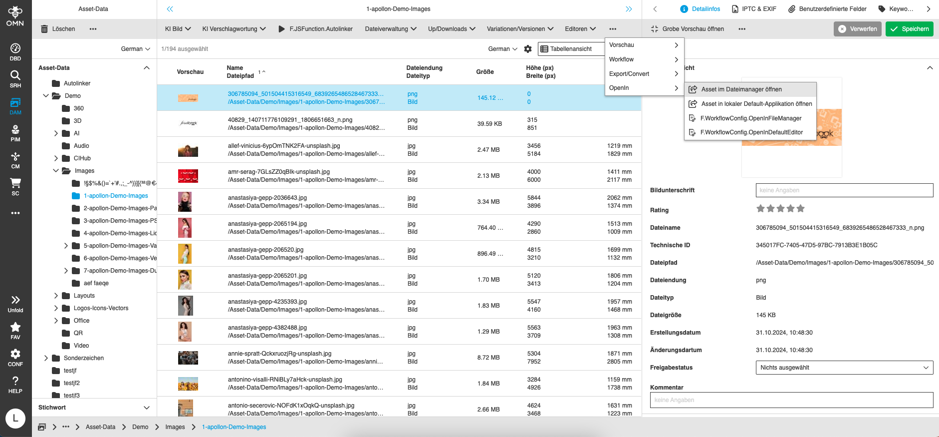 open in filemanger toolbar function