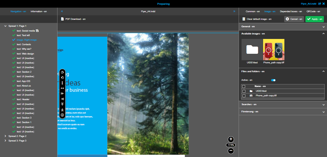 Preparing Image box Image tab Available images