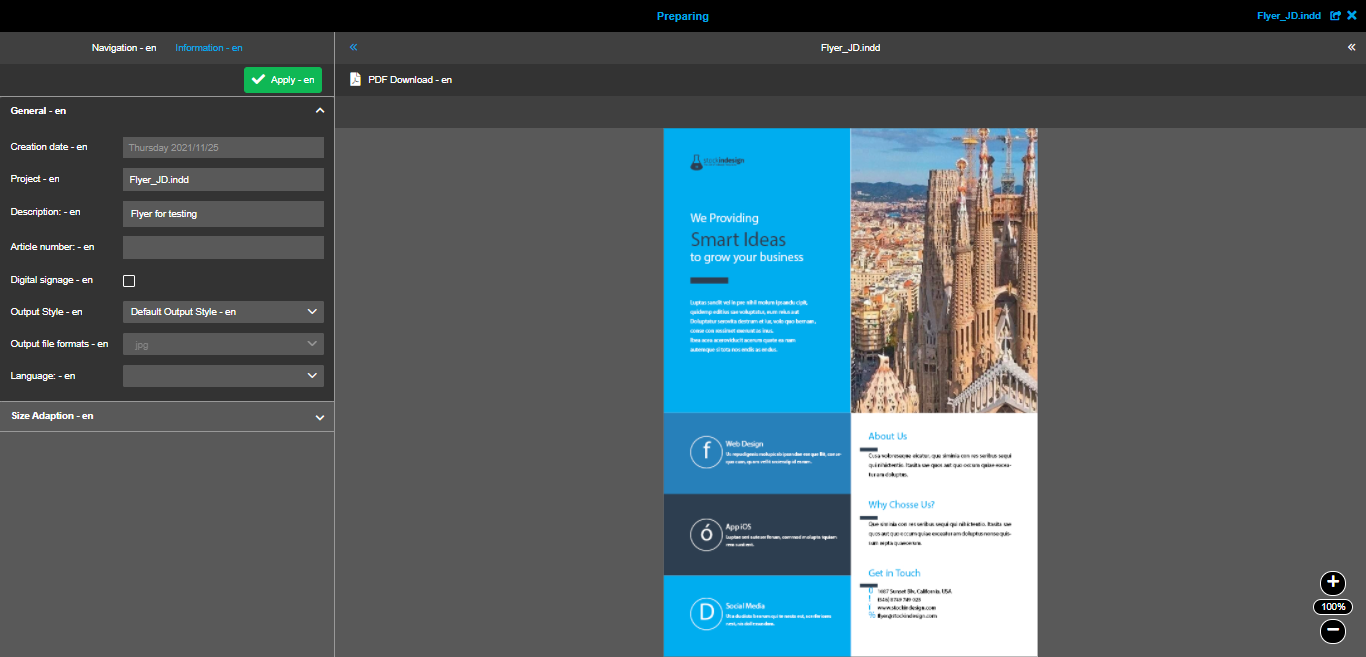 Preparing information general panel