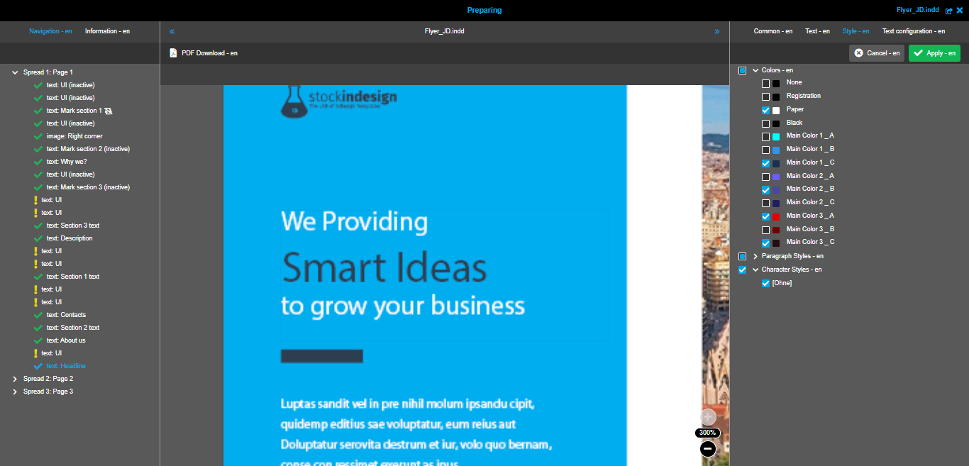 Preparing text box editor style tab