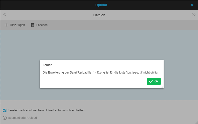 Upload fileExtension