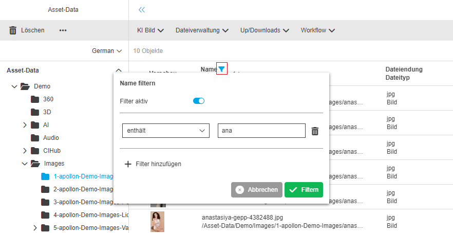 User Guide General functions and controls Filter