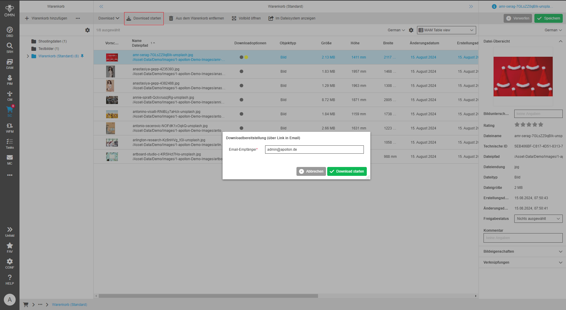 User Guide DAM downloadFunctionsDialog