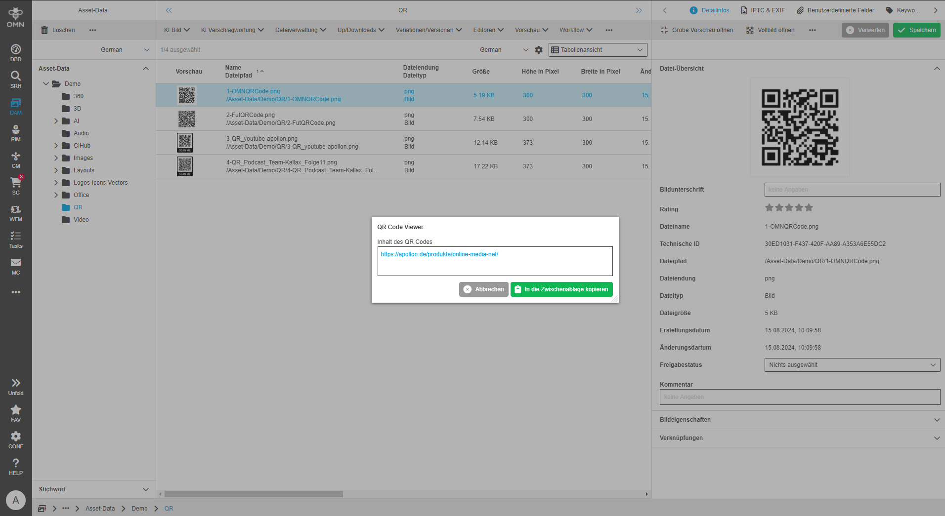 User Guide DAM qrCodeViewer