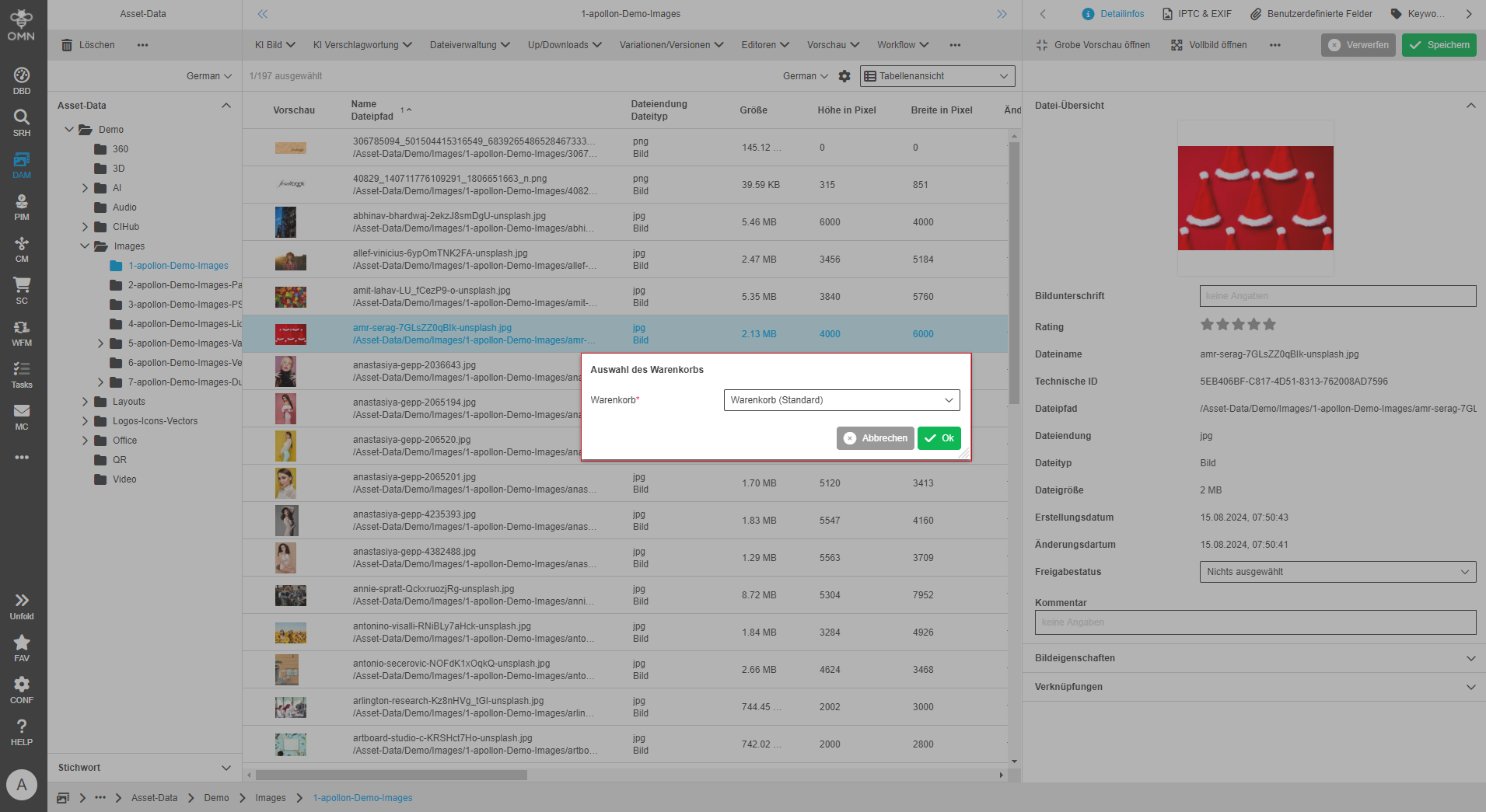User Guide DAM shoppingCardSelection