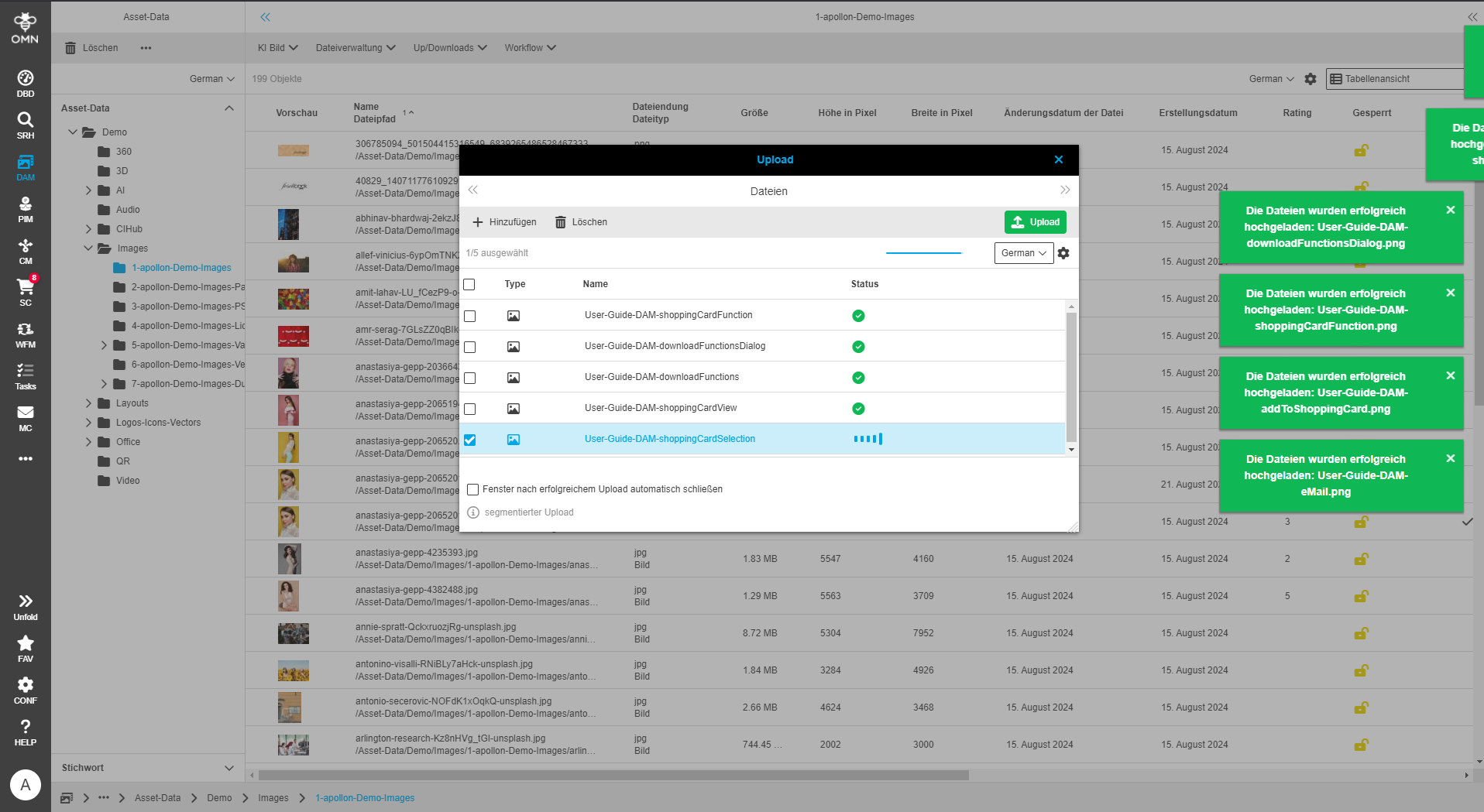 User Guide DAM uploadDialogOK
