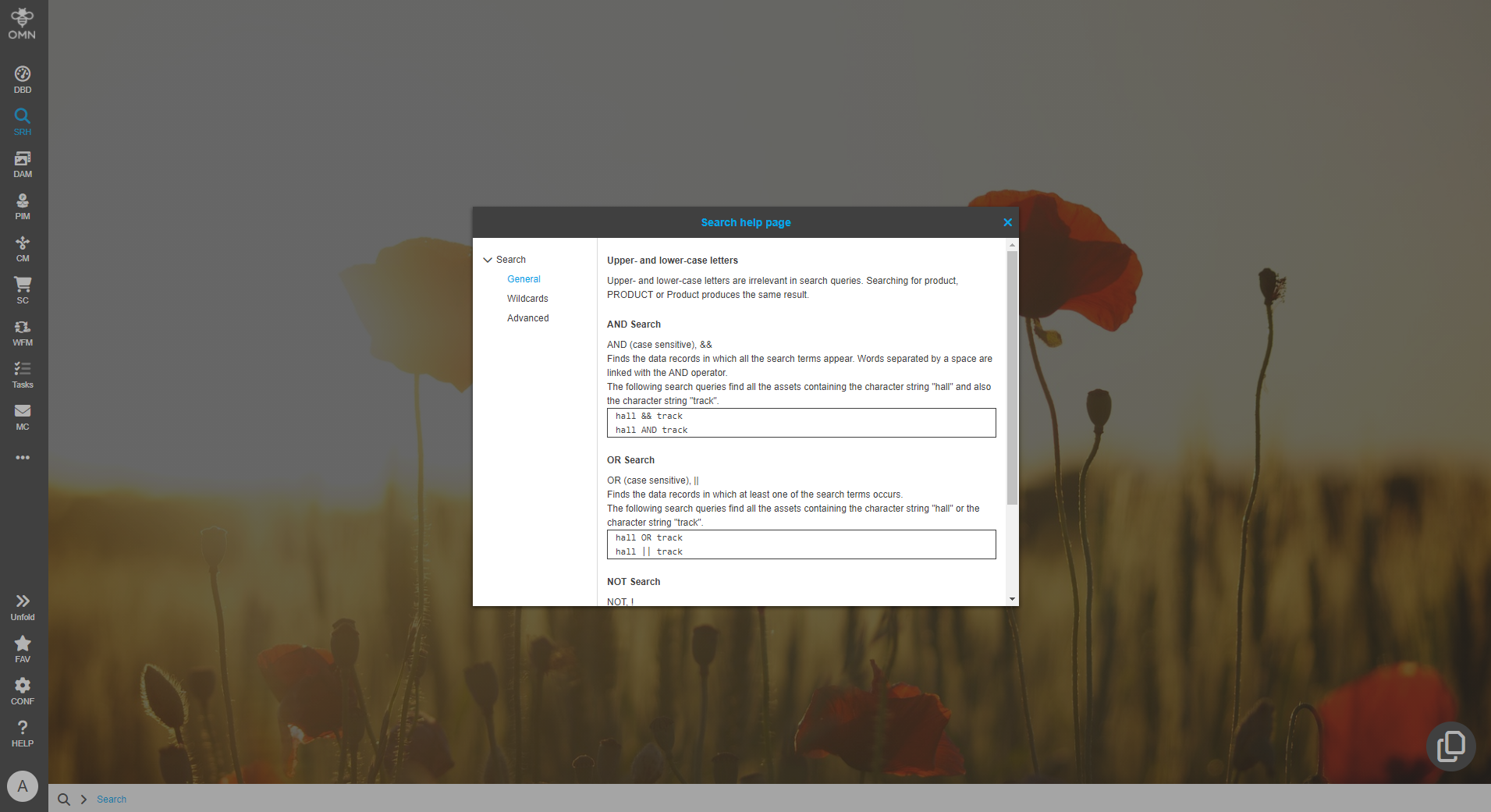 User Guide searchHelppage