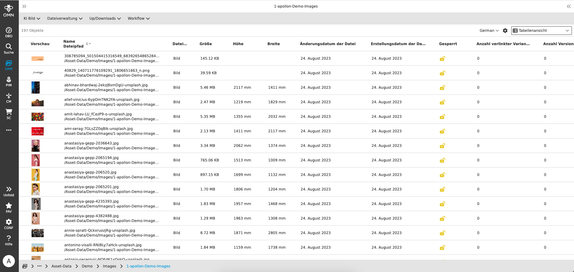 User Guide overview OMN Tableview