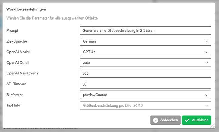 User Guide KI Services modal image analysis text