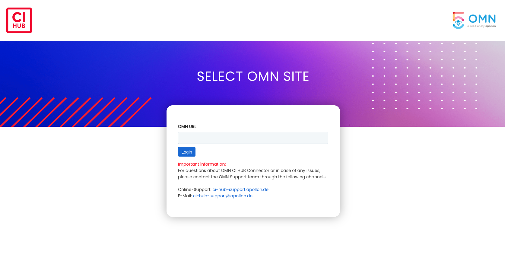 Enter OMN System URL