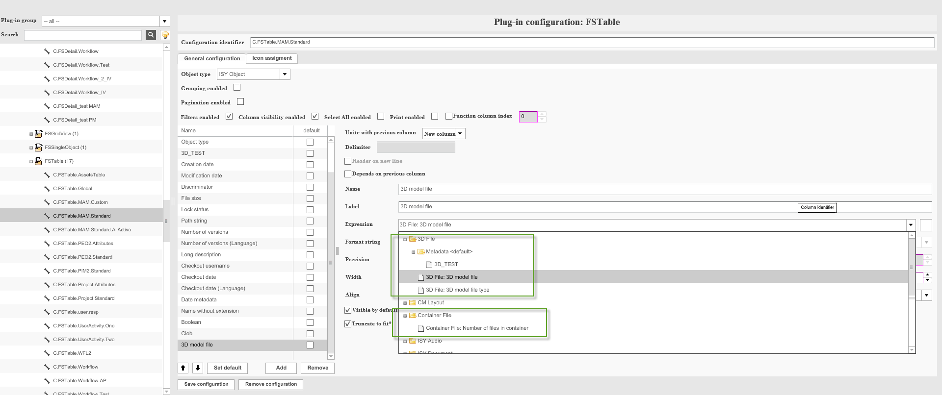 FSTable configuration