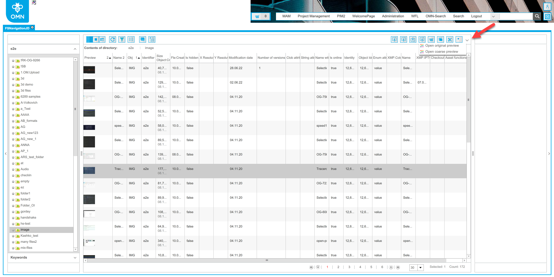 Submenu functions frontend