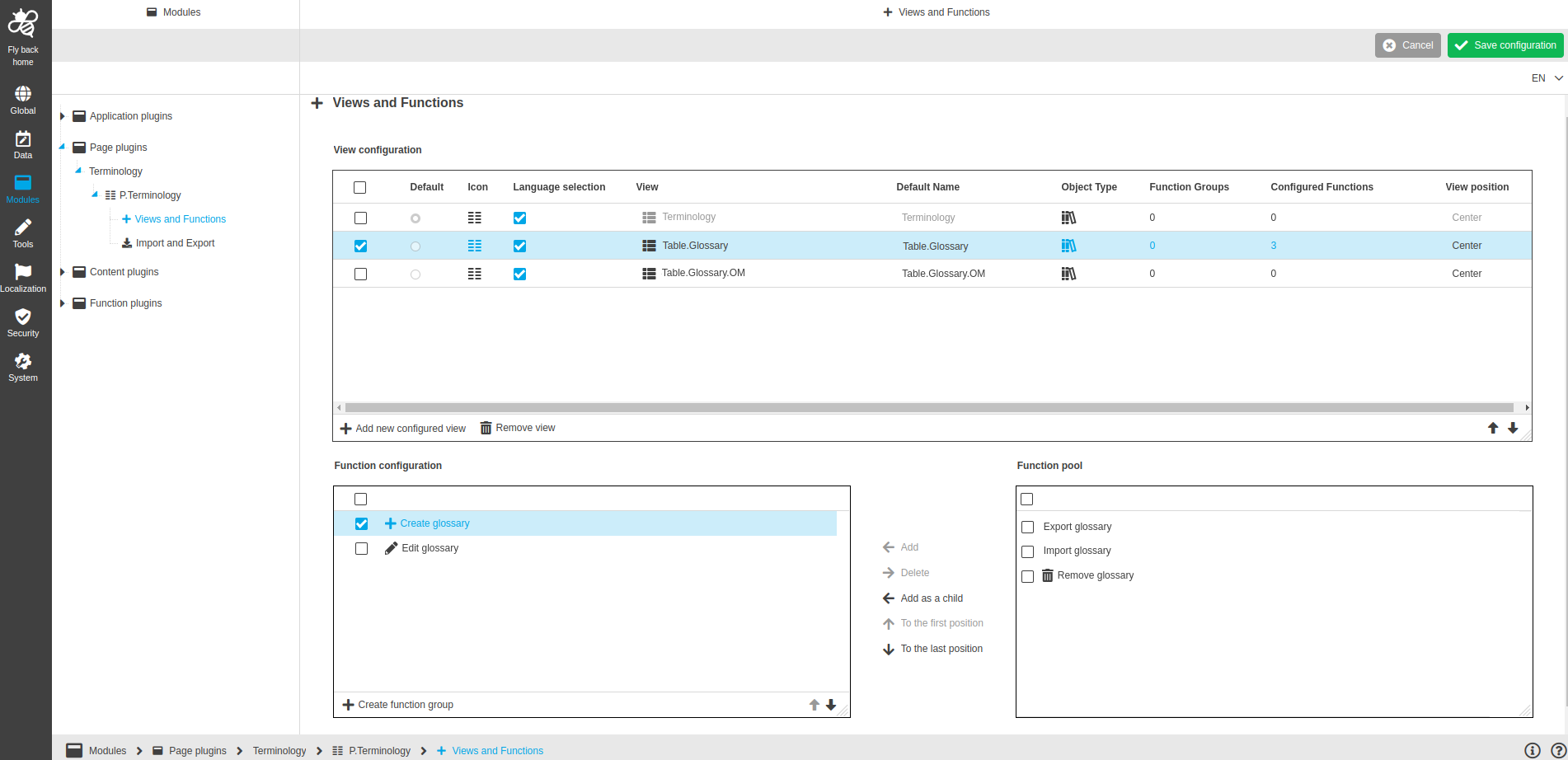 adding functions content view