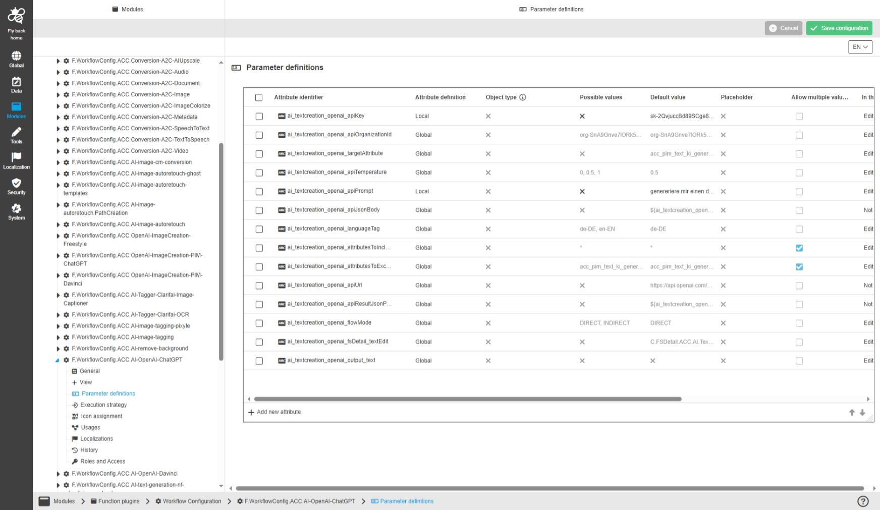 WorkflowConfig OpenAI