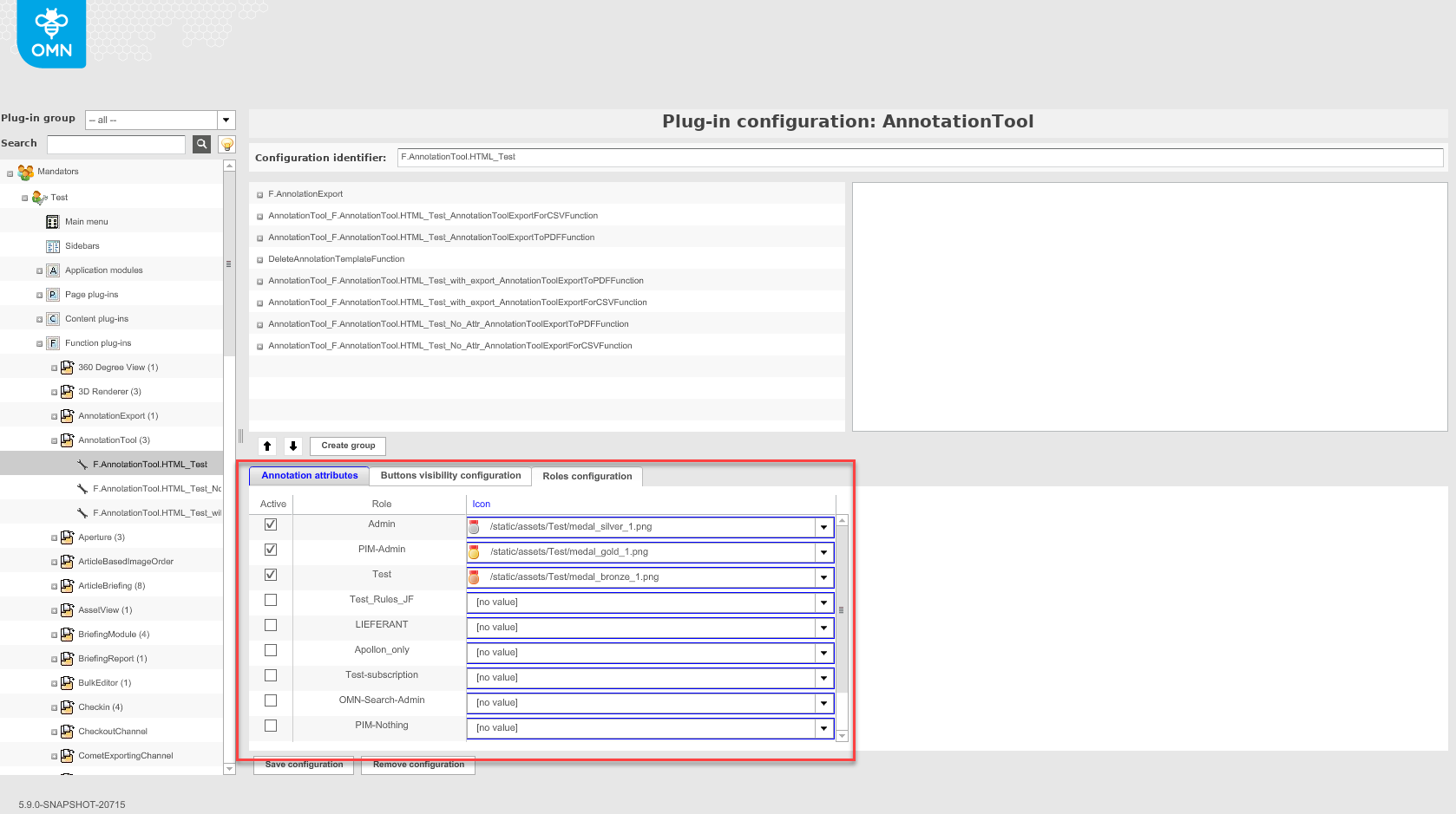 AnnotationTool roles configuration