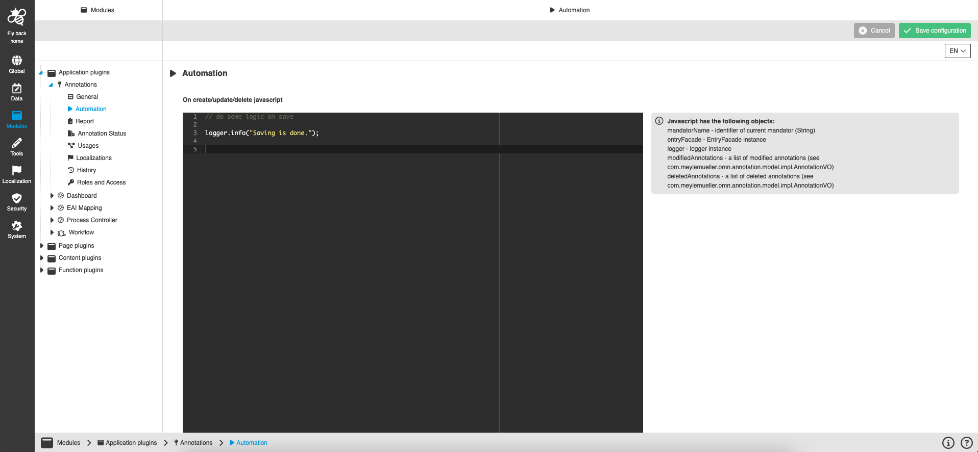 annotations CC configuration automation