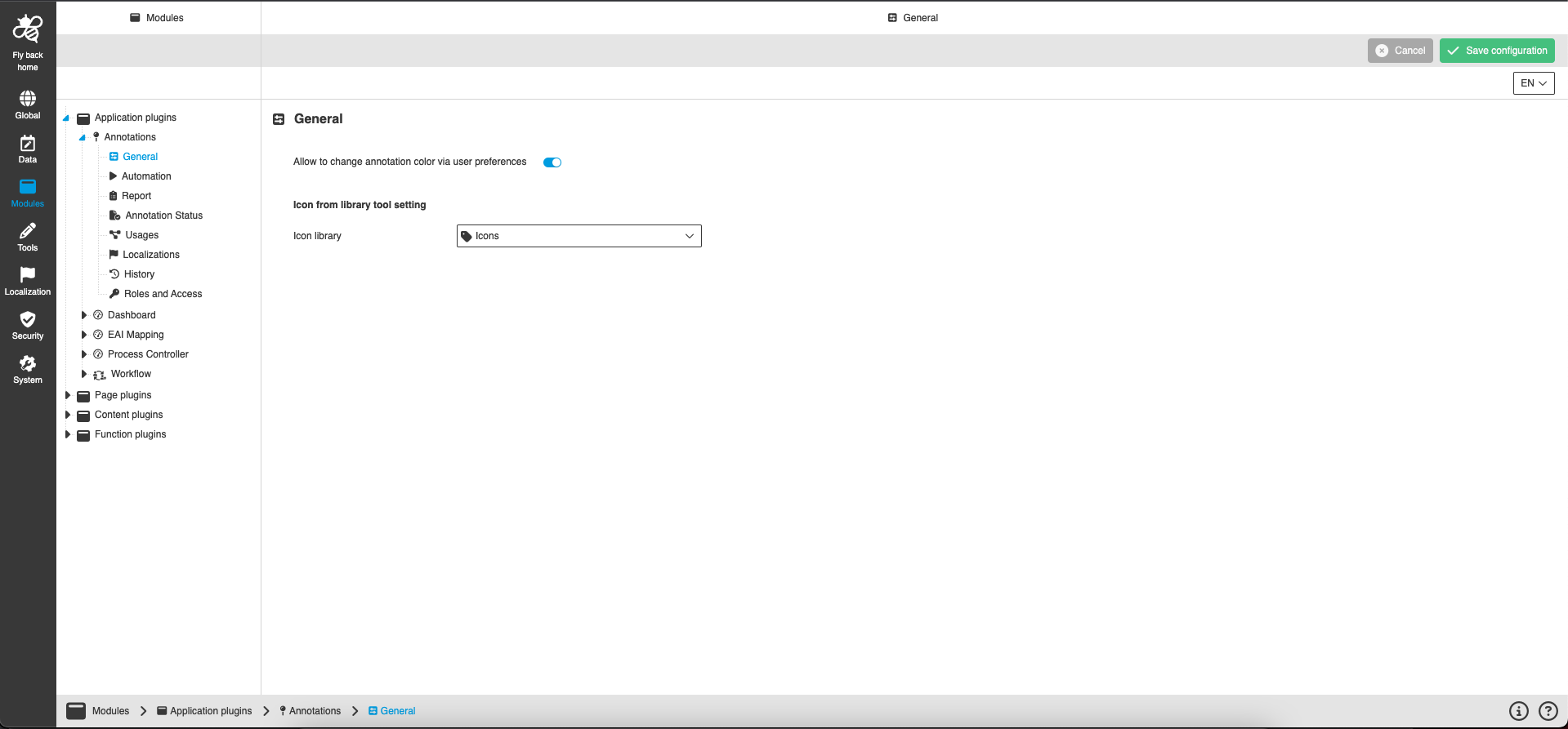 annotations CC configuration general