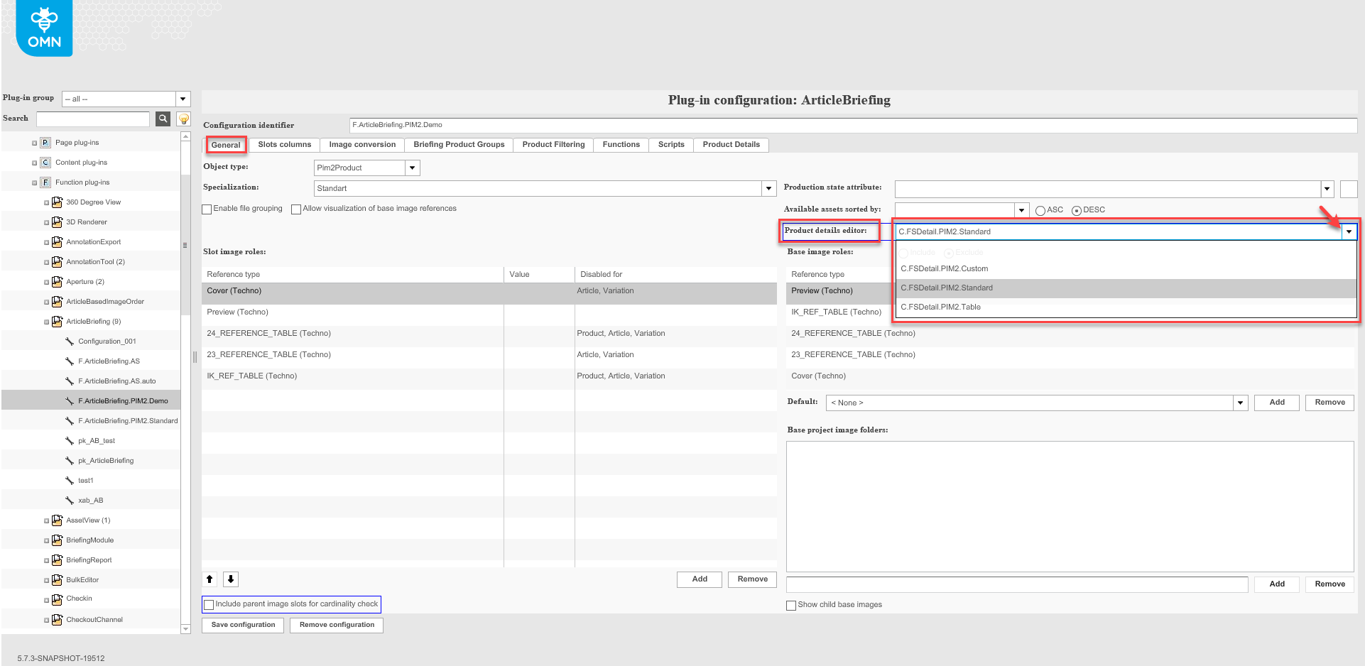 Choose product details editor