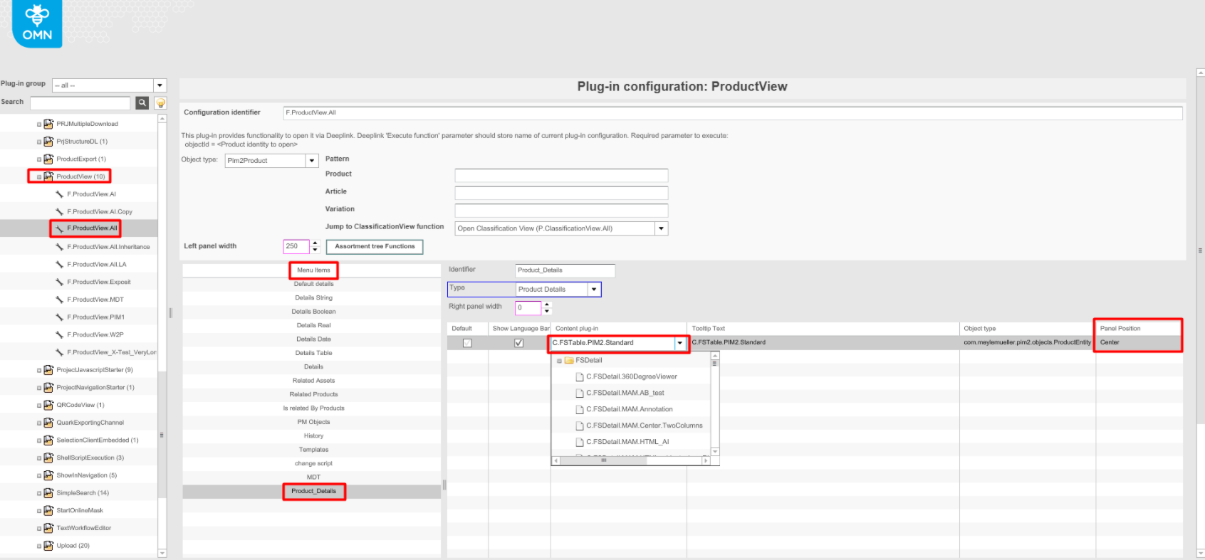 Plugin configuration Product view