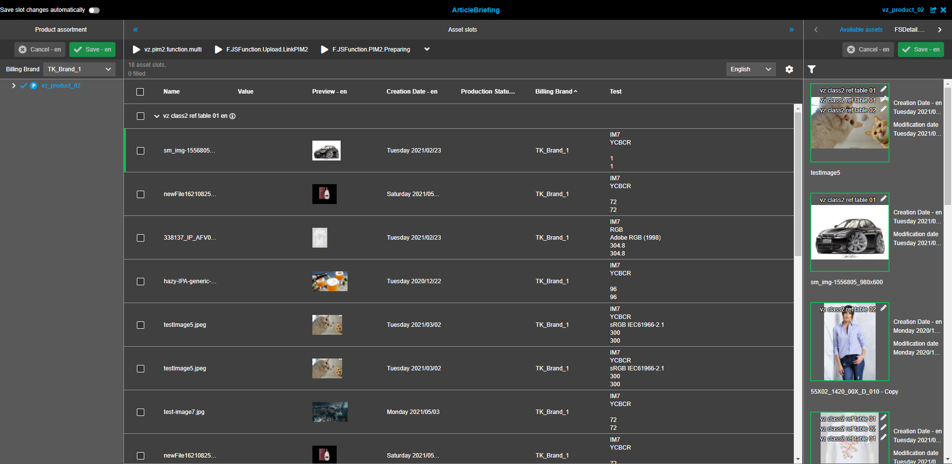 ArticleBriefing for Product view in client
