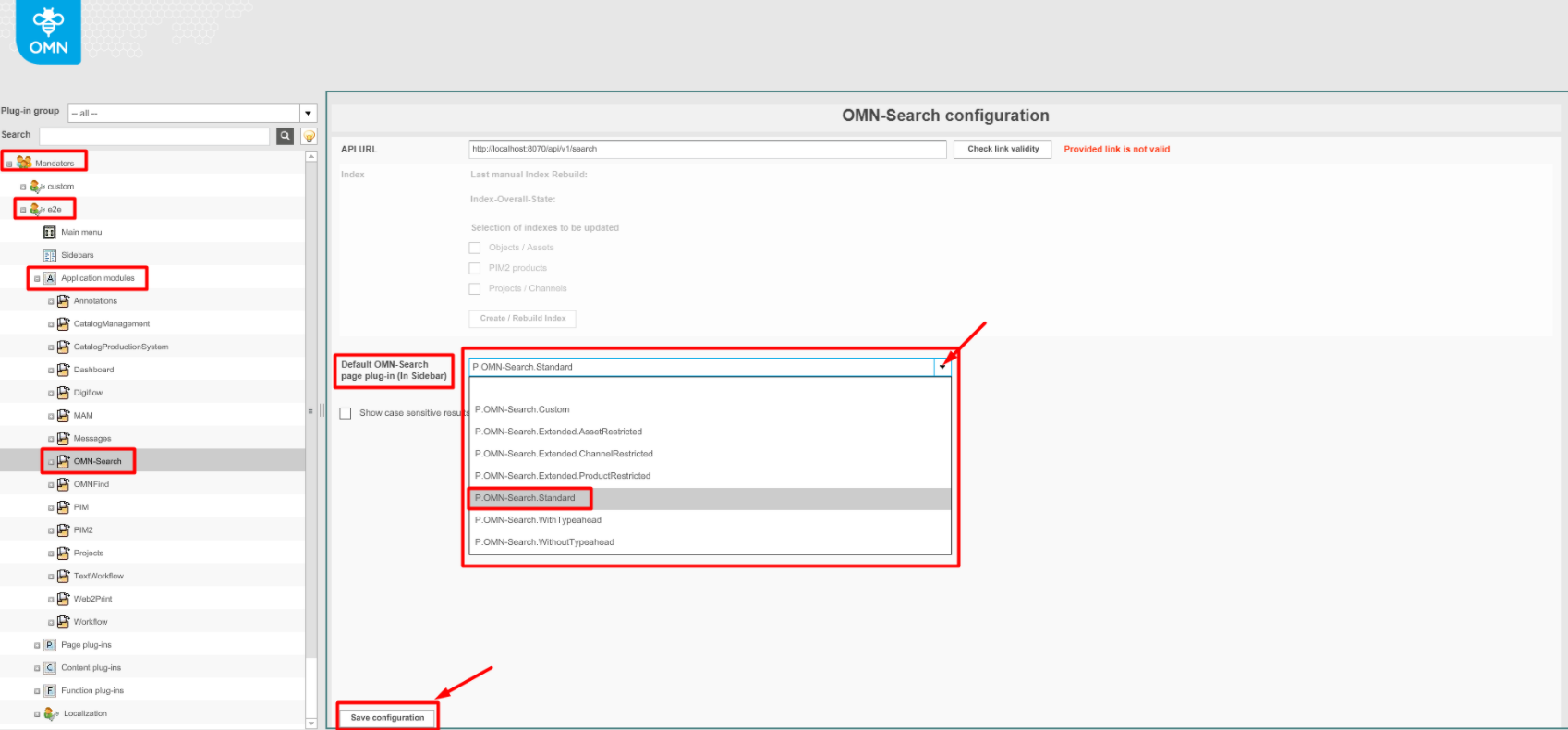 Choose plugin from Default OMN-Search page plug-in