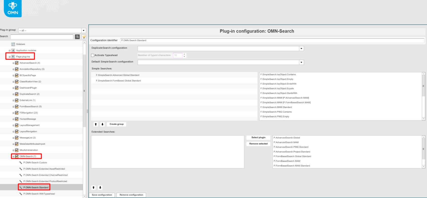 Open Plug-in Configuration: OMN-Search