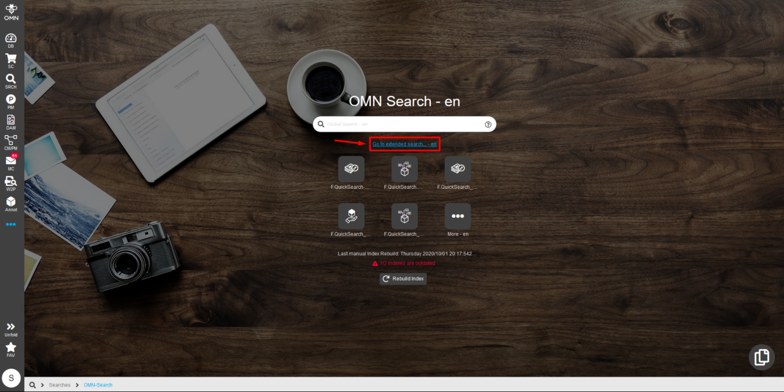 Choose extended search option