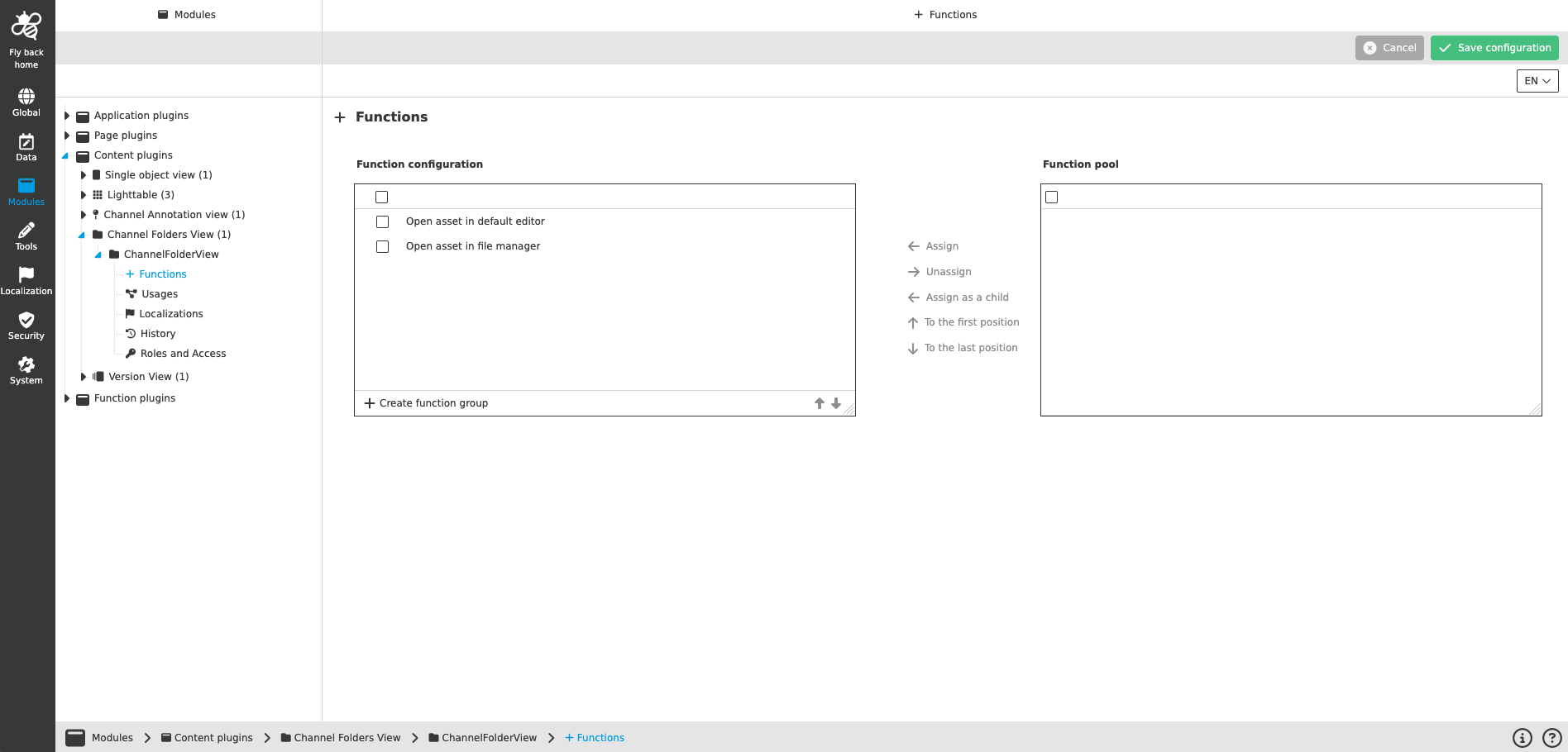 ChannelFoldersView CC functions