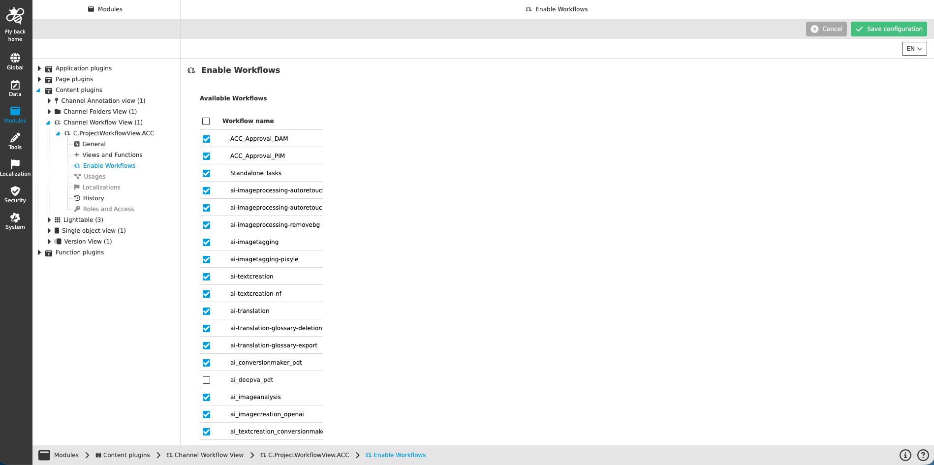 channel workflow view CC enable workflows