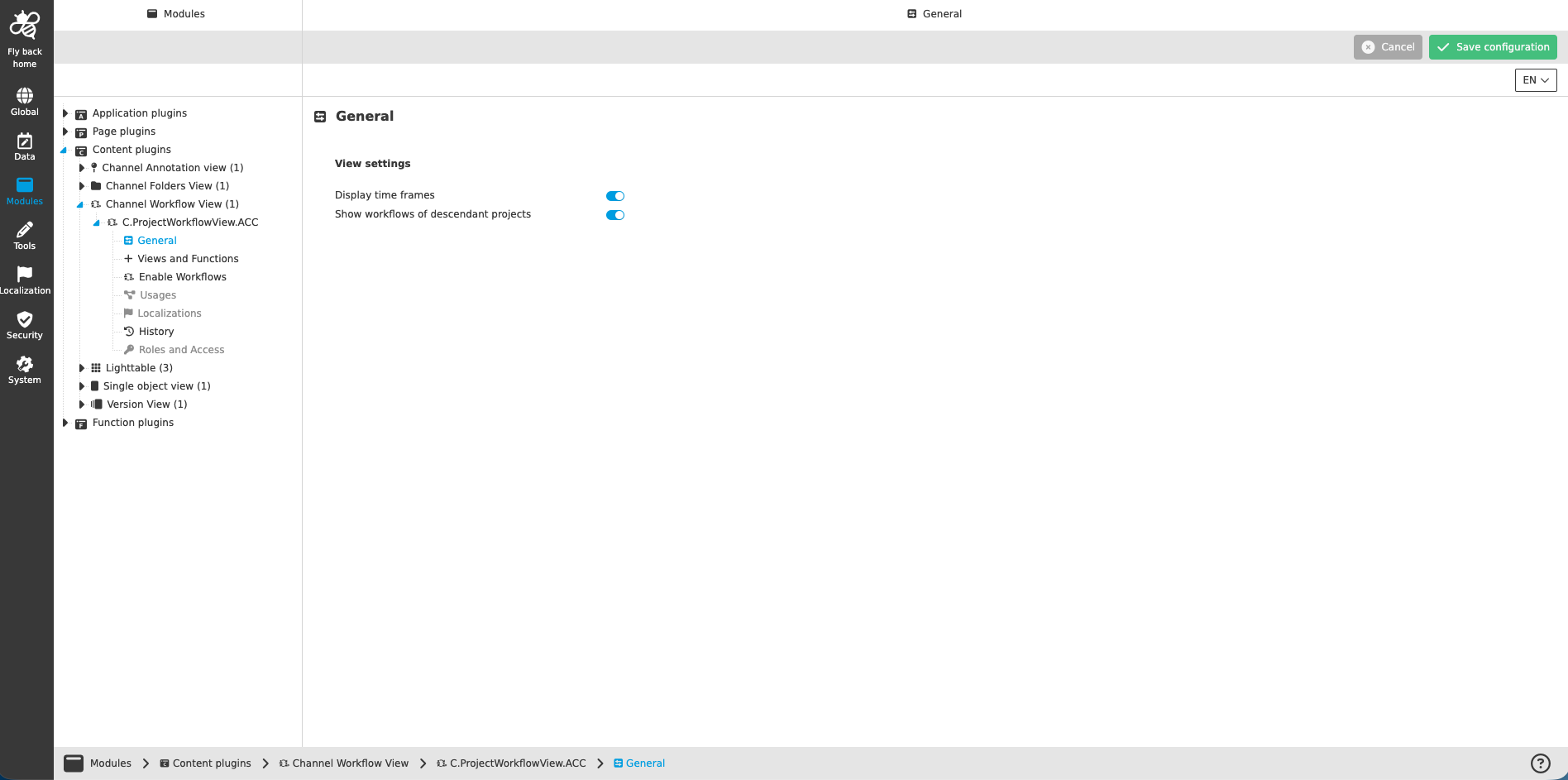 channel workflow view CC general
