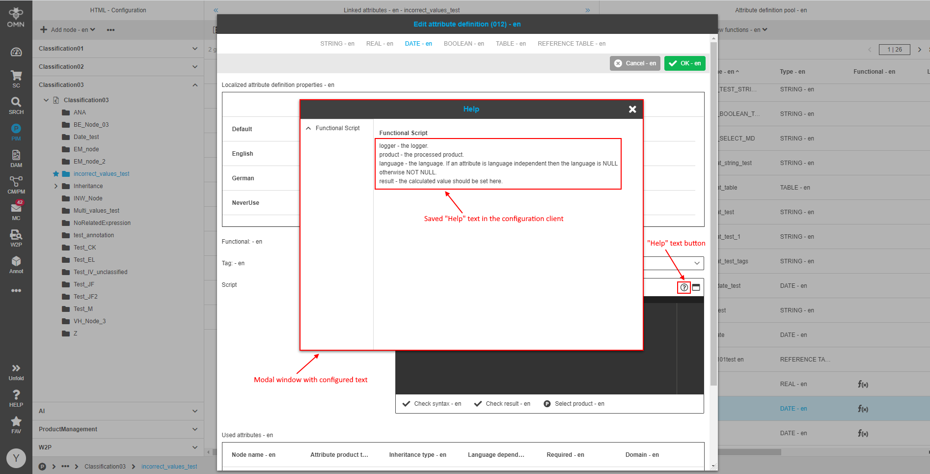 Help text modal dialog