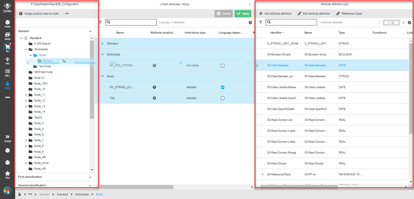 ClassificationView configuration dnd
