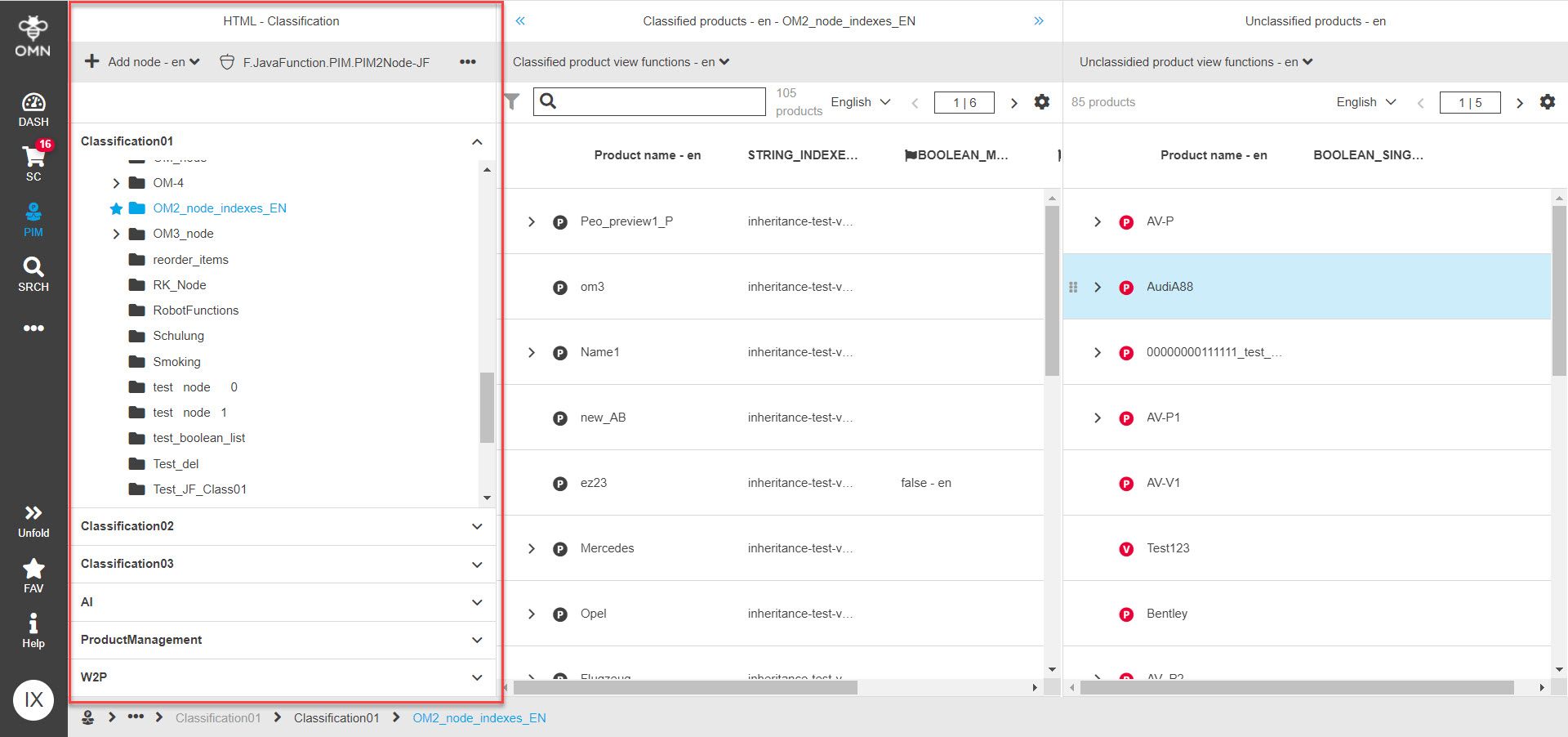 ClassificationView functions Classification Node view