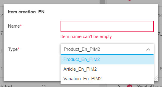 ClassificationView functions item types list