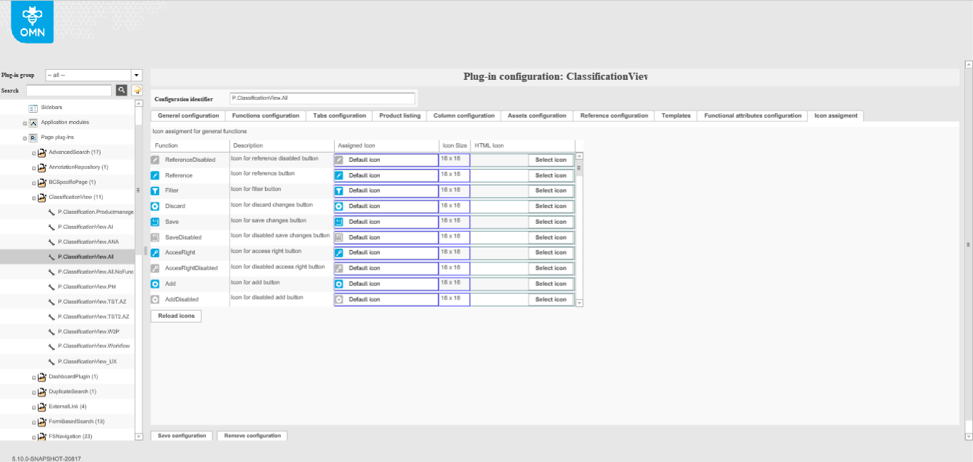 ClassificationView icon assignment