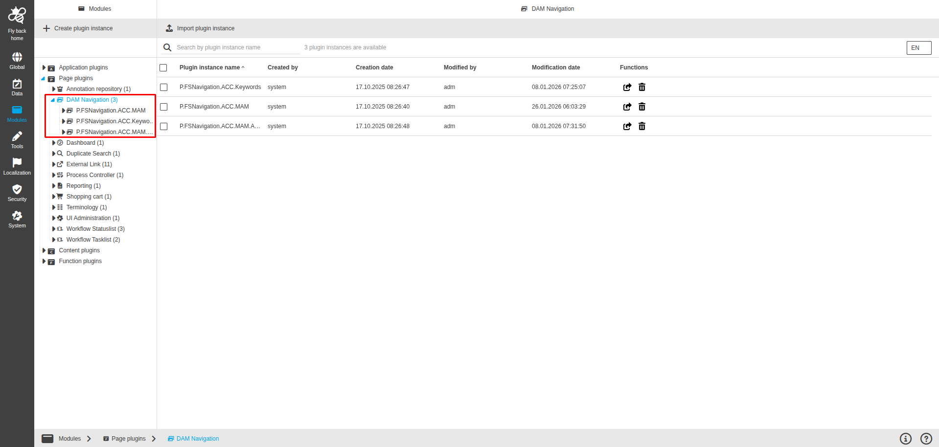 dam navigation CC configuration